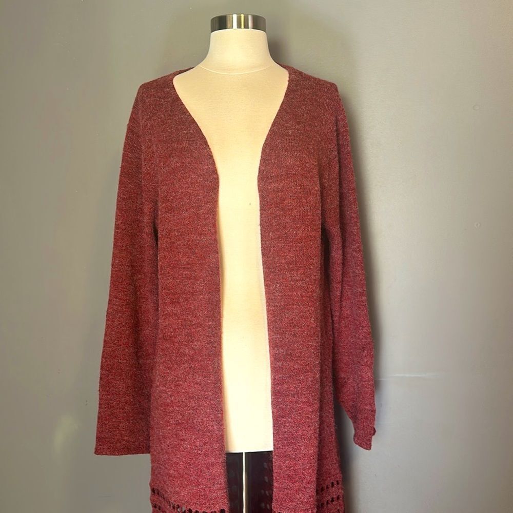 SOFT SURROUNDINGS Open Front Long Knit Cardigan DUSTER (sz L) - Picture 4 of 7
